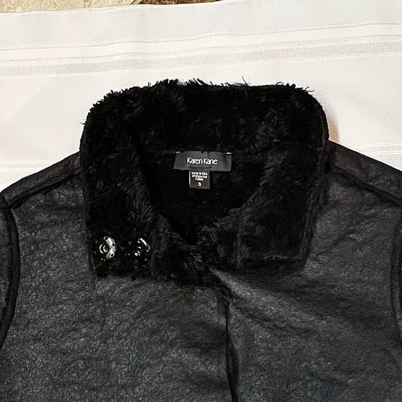 SALE 1/2 OFF Women's Faux Shearling Coat Karen Kane Sz‎ S Black EUC - Picture 8 of 15